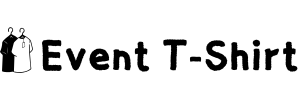Event T-Shirt logo featuring two T-shirts on hangers, one black and one white, next to bold Event T-Shirt text. Custom T-shirt printing and design for events, rallies, schools, businesses, and parties.